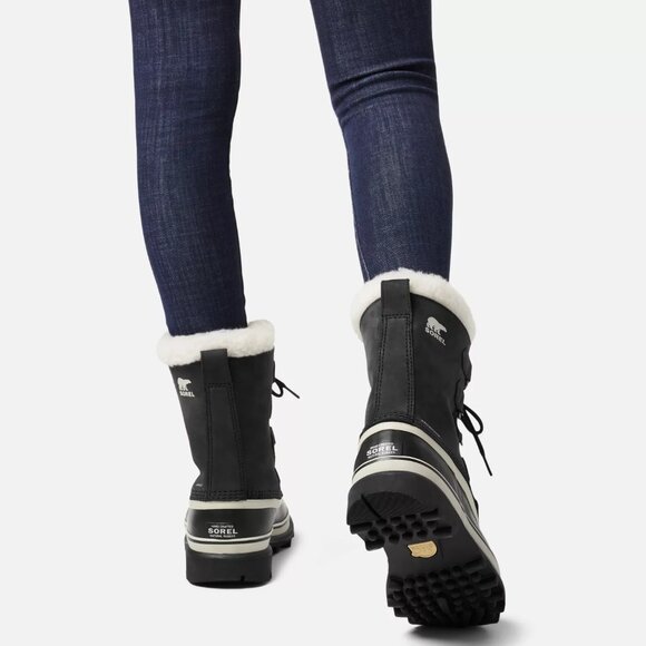 Sorel CARIBOU Waterproof Sherpa Insulated Mid-Calf Black/Stone Bootie NL1005-011 - Picture 9 of 13